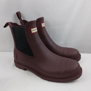 Women’s Hunter Commando Chelsea Boot Maroon Burgundy Gardening Rain Boots US 11